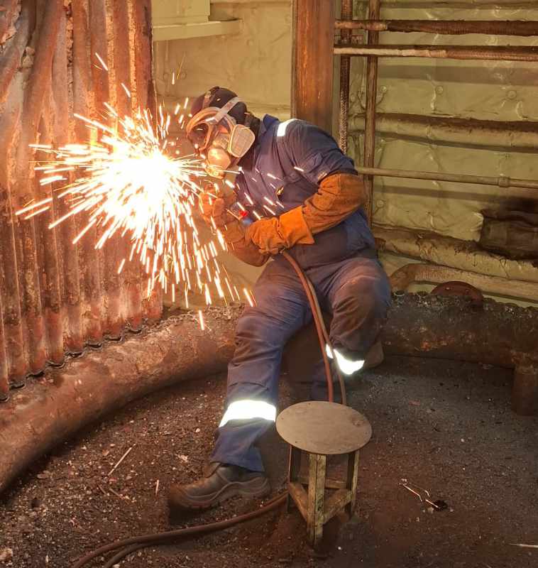Marine boiler welding work